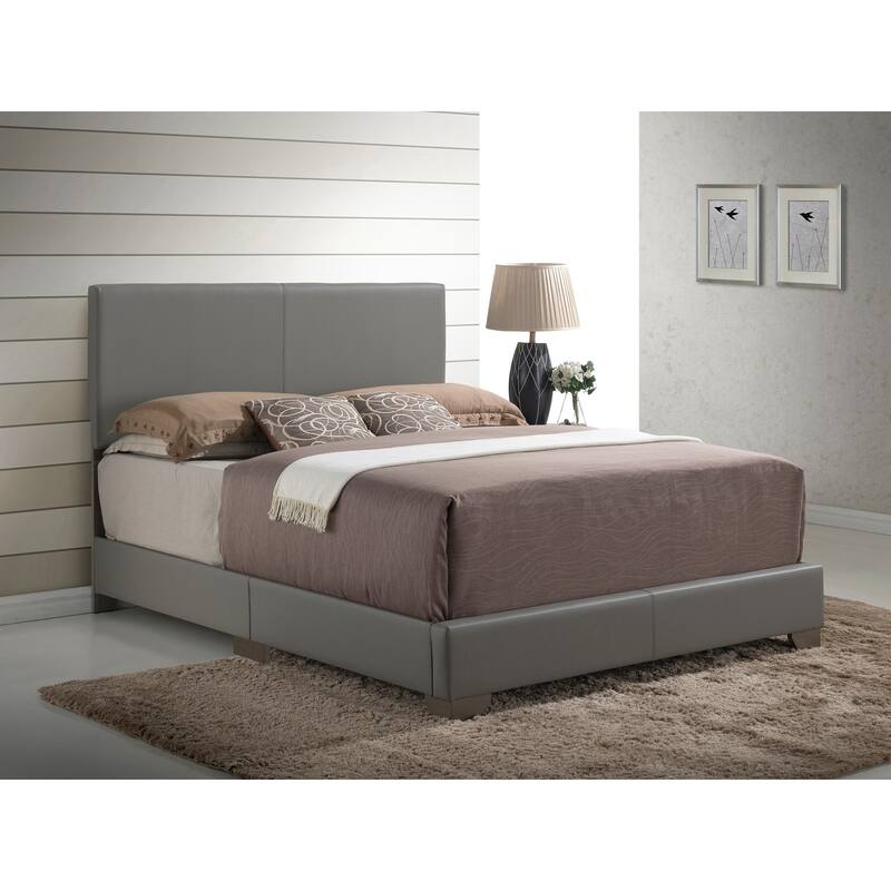 Solid Upholstered Panel Queen Bed - 86" - Gray