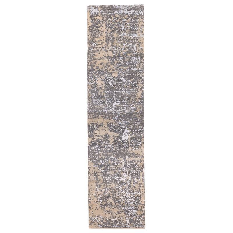 ECARPETGALLERY Hand-knotted Legacy Charcoal Silk, Wool Rug - 2'6 x 10'3