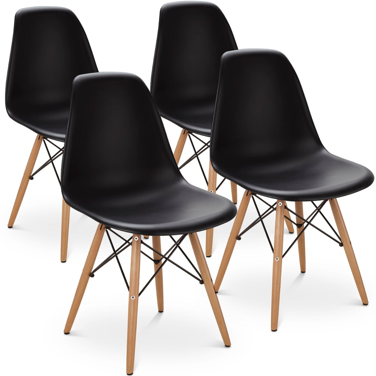 Shop Gymax Set Of 4 Dining Chairs Mid Century Modern Style Solid Wood Leg Black Overstock 22996234