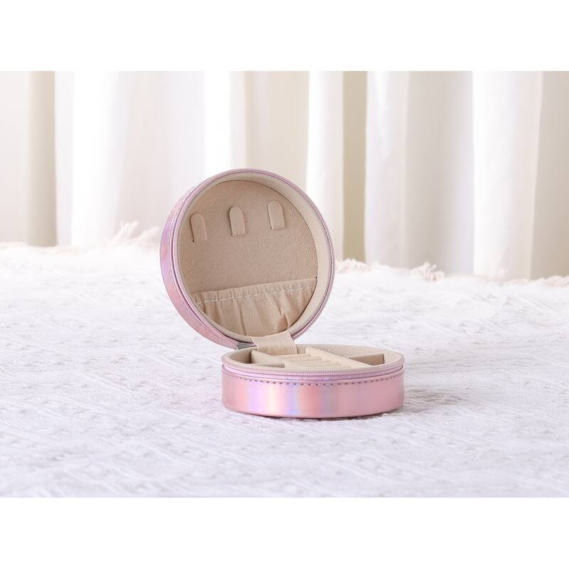 Travel Jewelry Box for Women Birthday Gifts, Small Portable PU Leather Jewelry Organizer Case Storage Display Holder