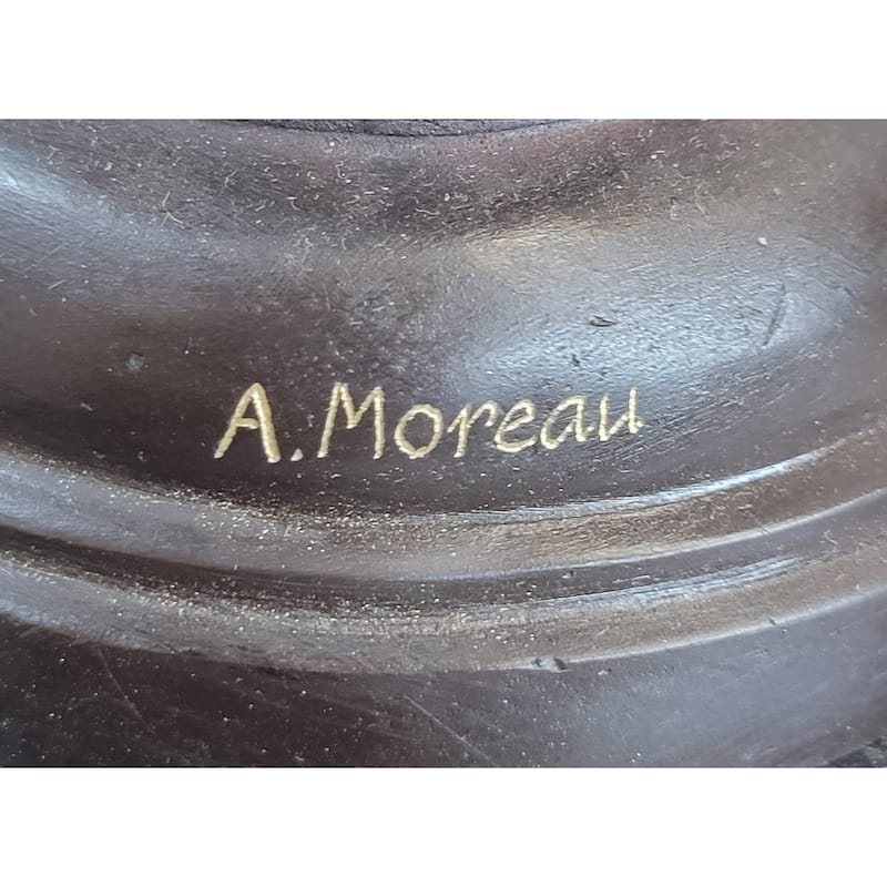 Cherub Cupid W/ Torch Real Bronze Vintage Sculpture Statue After Moreau 24 Inches X 12 Inches