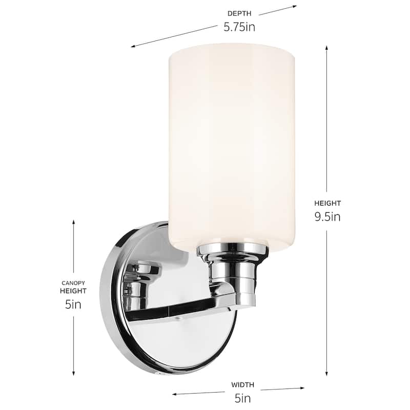 Kichler Lighting Gioe 9.5" 1-Light Wall Sconce with Opal Glass in Chrome