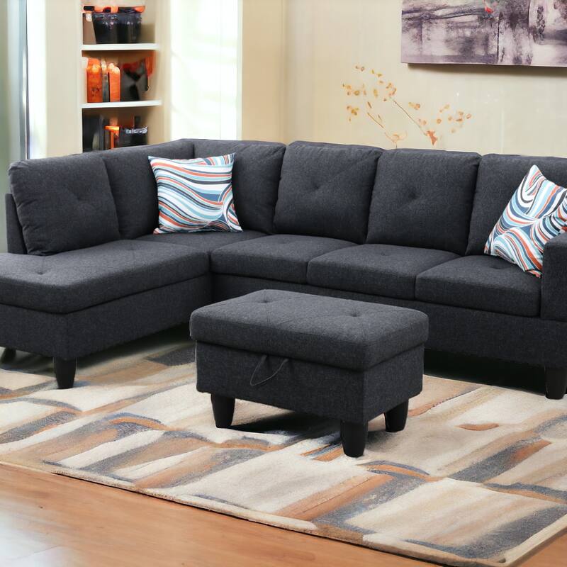 KISRAIS 28.5" Wide Upholstered Storage Ottoman