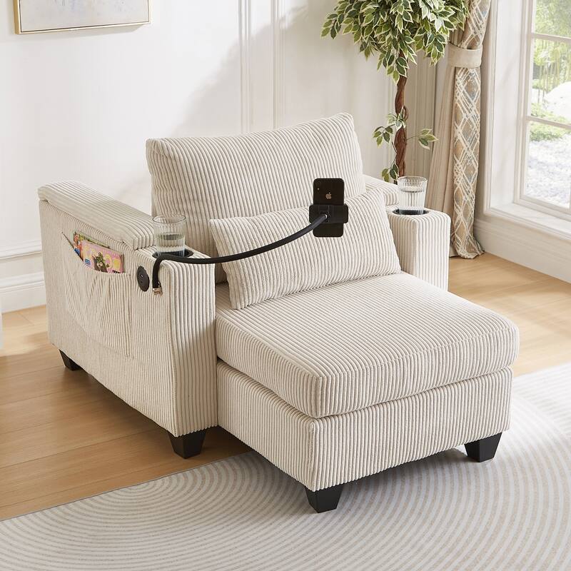 Sofa Chair Sofa Bed Corduroy Sleeper Sofa with USB Ports