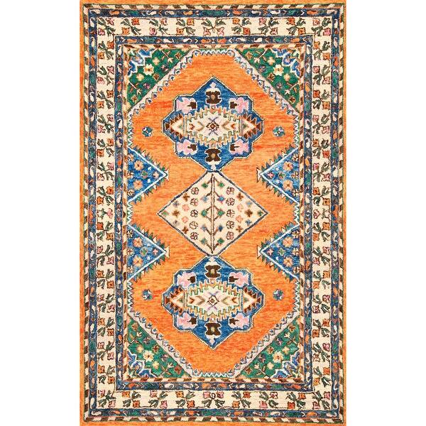 Nuloom Orange Hand Tufted Natural Fiber Boho Chic Delilah Ornamental Border Area Rug Overstock 23137899