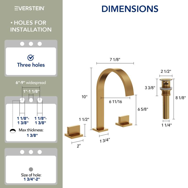 Two handles 3 holes Waterfall Bathroom Sink Faucet with Drain Assembly