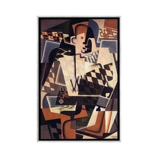 iCanvas "Harlequin with a Guitar, 1917 (oil on canvas)" by Juan Gris Framed