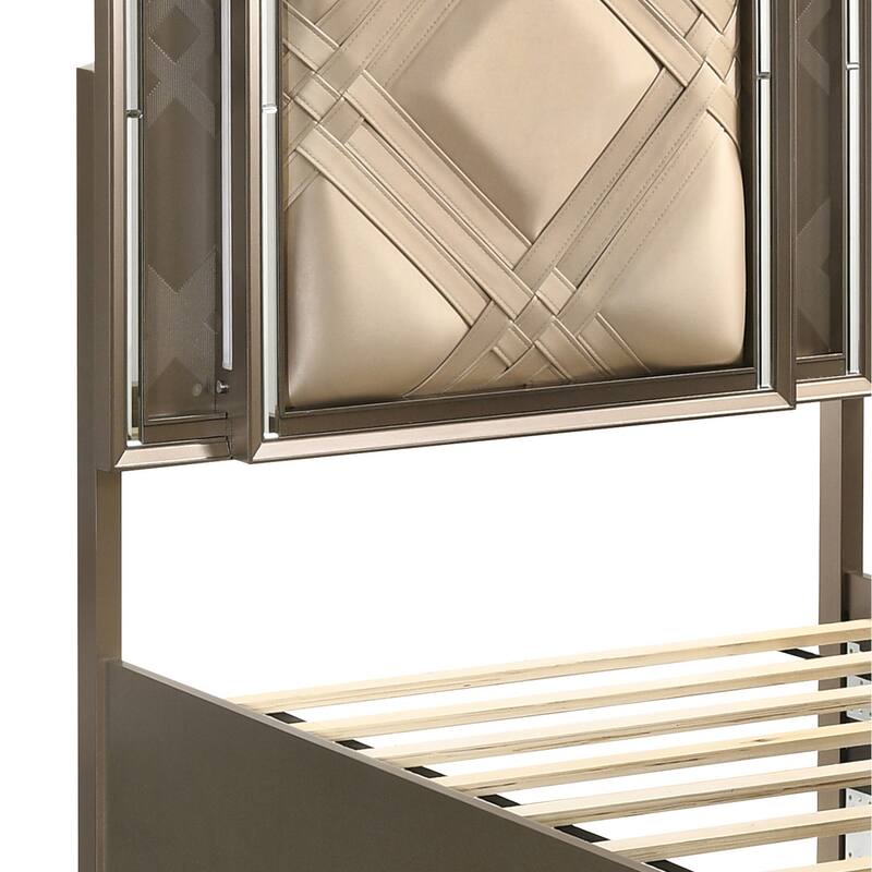Livonia Dark Champagne Storage Bed with LED Touch Light