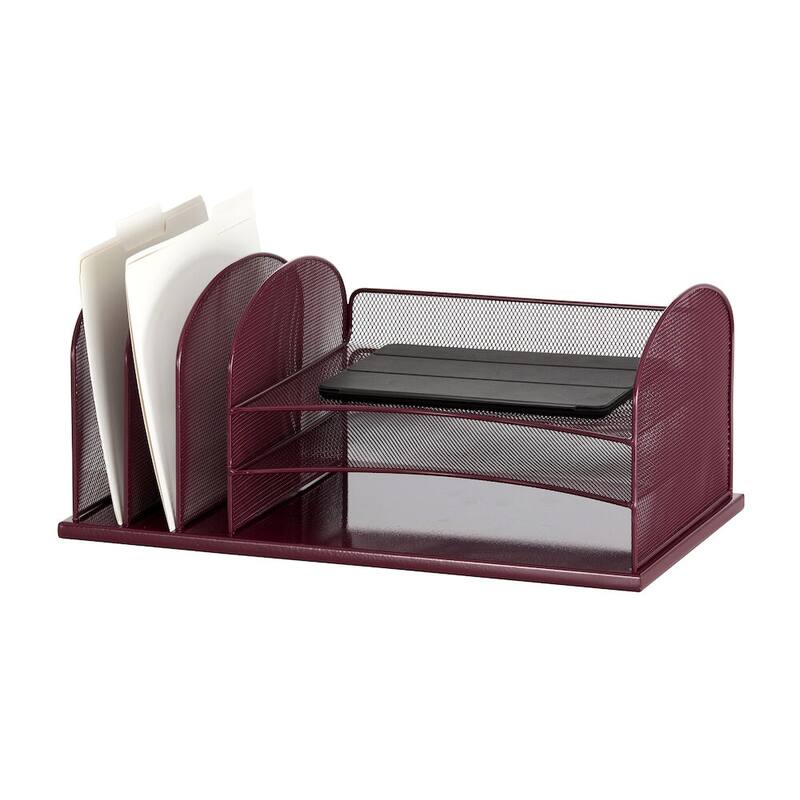 Safco Onyx 3 Horizontal/3 Upright Sections Wire Mesh Desktop Organizer - Blue