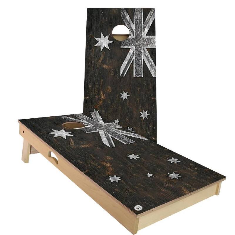 Australia Flag Rustic Outdoor Cornhole Board Set - Backyard 2x4 - NO Accessories