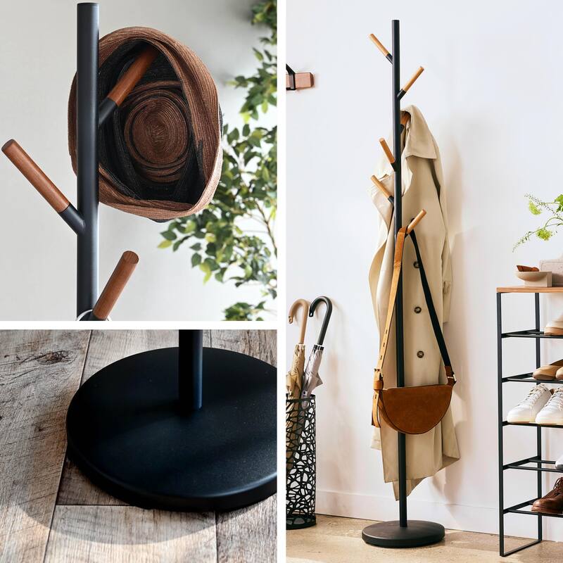 Yamazaki Home Coat Rack, Steel, Holds 26.4 lbs - L 11.02 x W 11.02 x H 69.69 inches