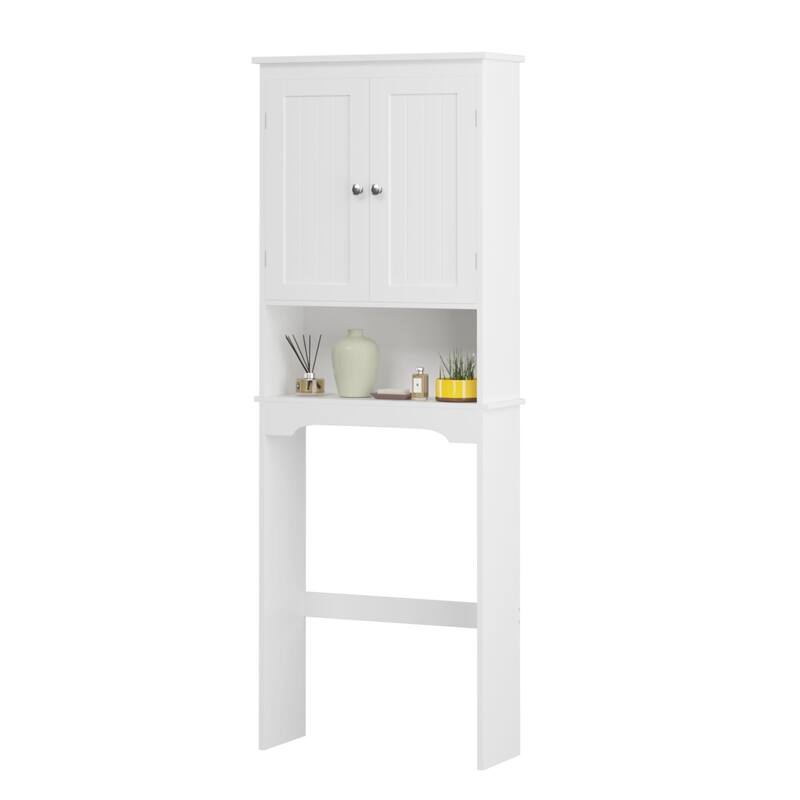 Anmytek White Over Toilet Storage Cabinet Bathroom Organizer with Shelves Space Saving Cabinet Organizer