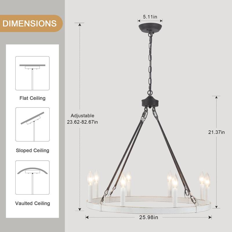 8-Light Candlestick Wagon Wheel Chandelier Linear Chandelier Lighting for Kitchen Island