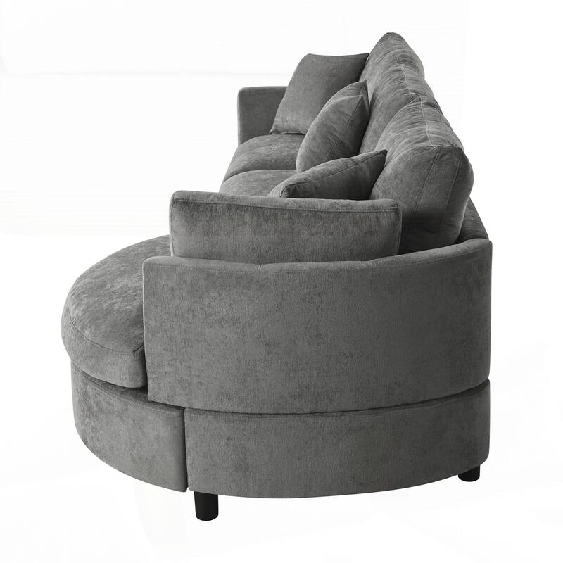 3-Piece Sectional Sofa with Curved Chaise and 3 Throw Pillows - Perfect for Living Rooms, Offices