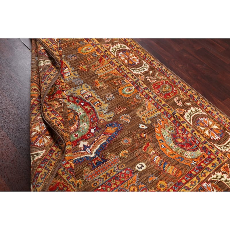 Geometric Vegetable Dye Ziegler Oriental Area Rug Handmade Wool Carpet - 6'0" x 8'9"