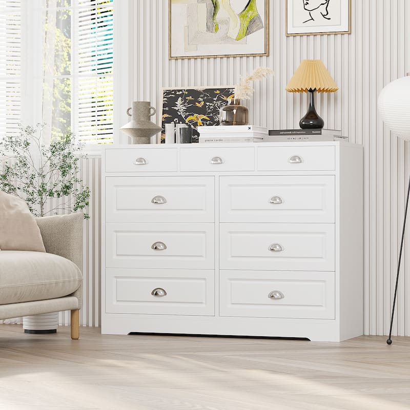 Futzca Dresser, Wood Storage Tower - 9-drawer - White