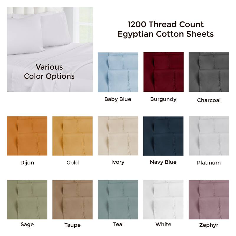 ﻿Superior 1200 Thread Count Egyptian Cotton Solid Bed Sheet Set