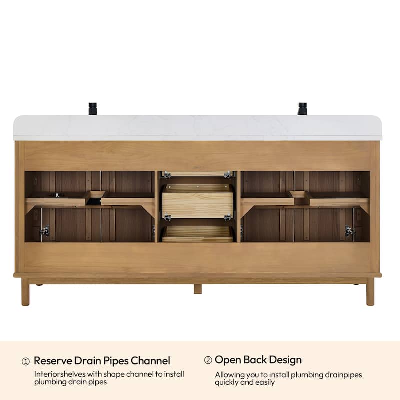 Seoul Bath Vanity with White Grain Composite Stone Top without Mirror