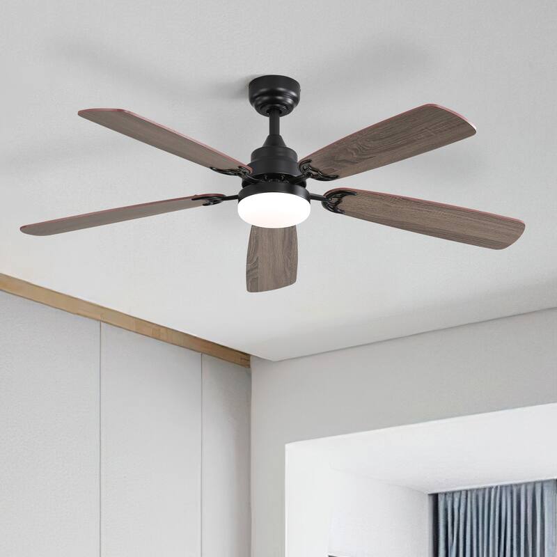 Sofucor 52 Inch Ceiling Fan,5 Dual Finish Plywood Blades,Reversible DC Motor,Remote Control,LED Light,Farmhouse