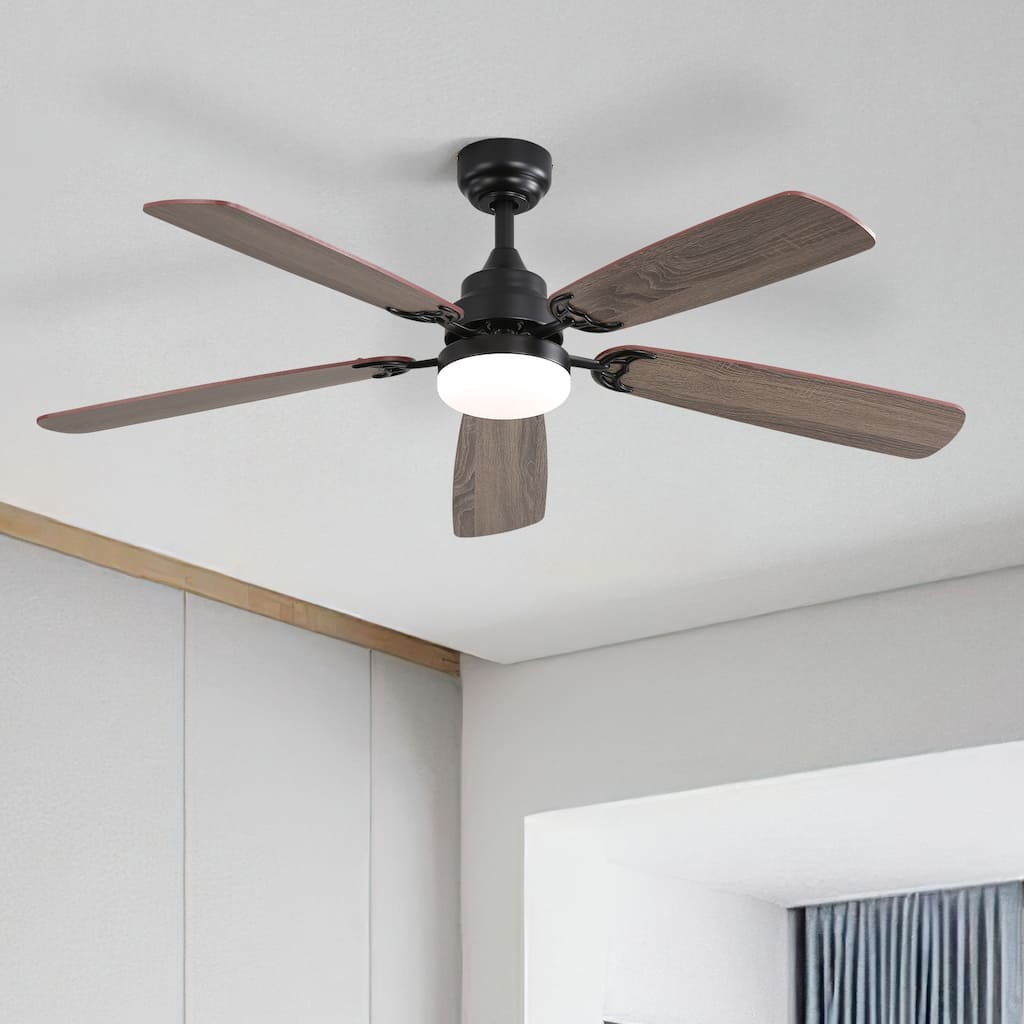 Sofucor 52 Inch Ceiling Fan,5 Dual Finish Plywood Blades,Reversible DC Motor,Remote Control,LED Light,Farmhouse