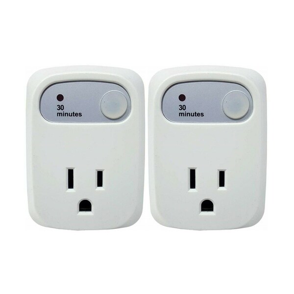 Simple Touch Auto Shut-Off Power Outlet - 30 Minute - for Curling Iron, Straightener, iPhone, Android - Countdown Timer (2 Pack). Opens flyout.