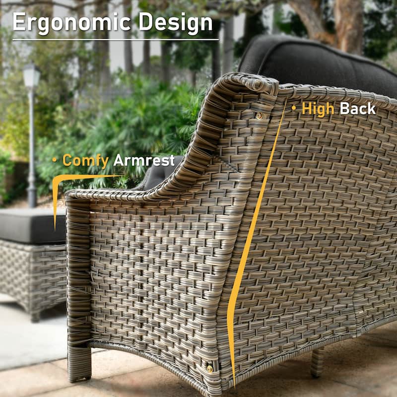 HOOOWOOO 5-piece Wicker High Back Outdoor Furniture Conversation Set