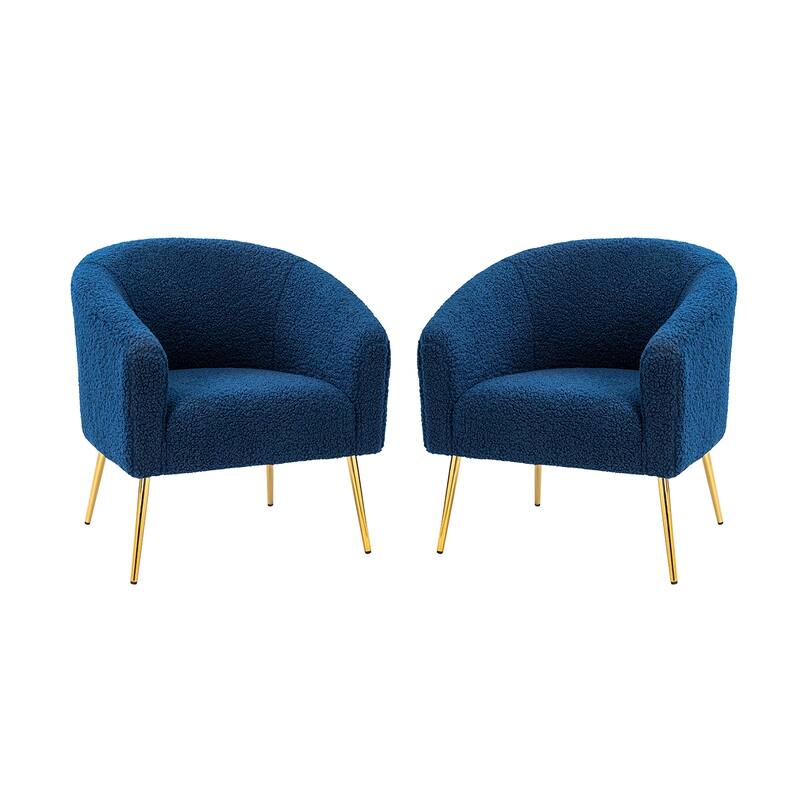 Rovigo Modern Upholstered Living Room Chair Barrel Chair with Metal Legs Set of 2 by HULALA HOME