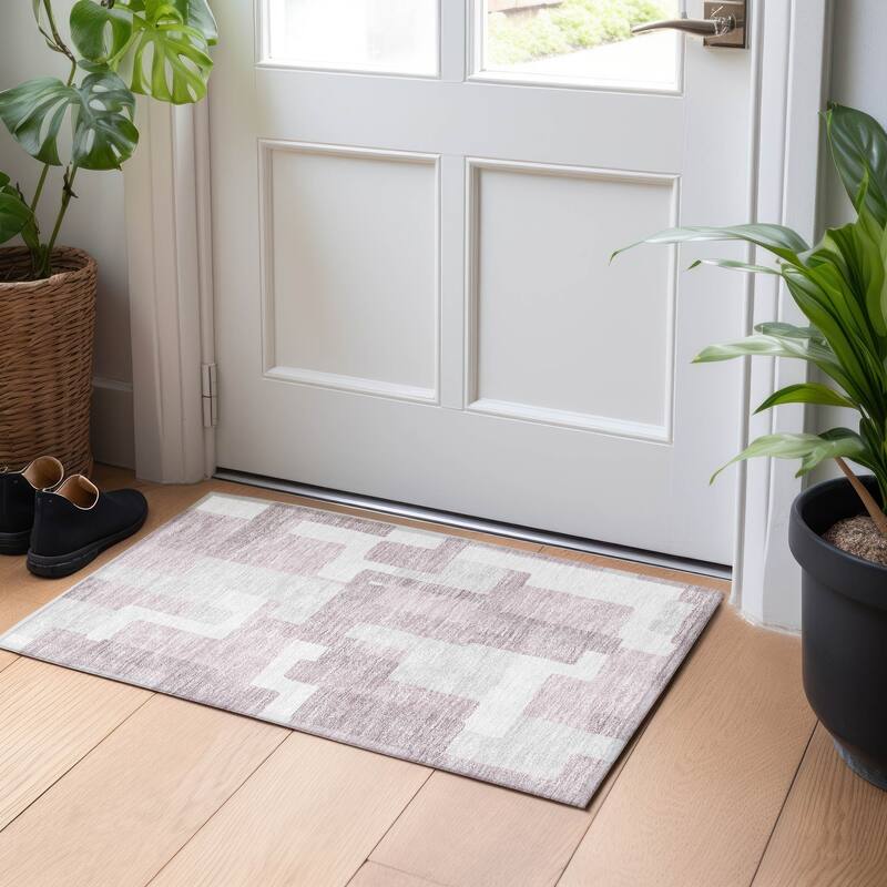 Premium Washable Super Soft Modern Geo Mayfield Rug - Blush - 1' 8" x 2' 6" - Rectangle