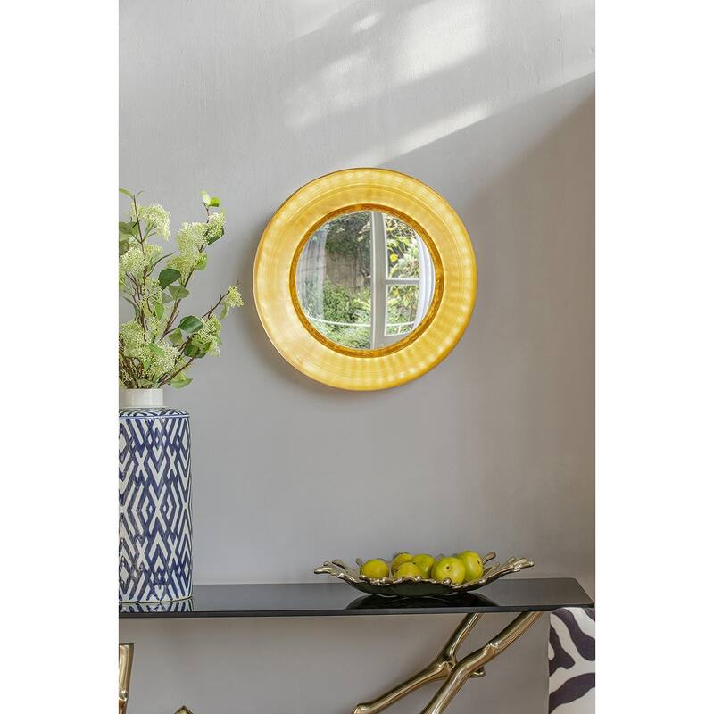 LED Lighted Wall Mirror - Decorative Accent - Gold