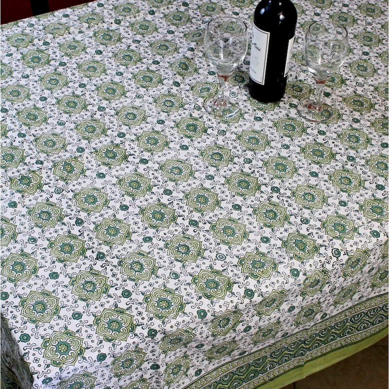 Cotton Pristine Floral Diamonds Tablecloth Rectangle