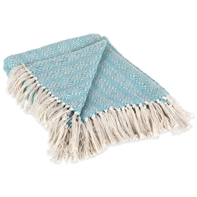 DII Slub Stripe Decorative Throw - Aqua Diamond Stitch