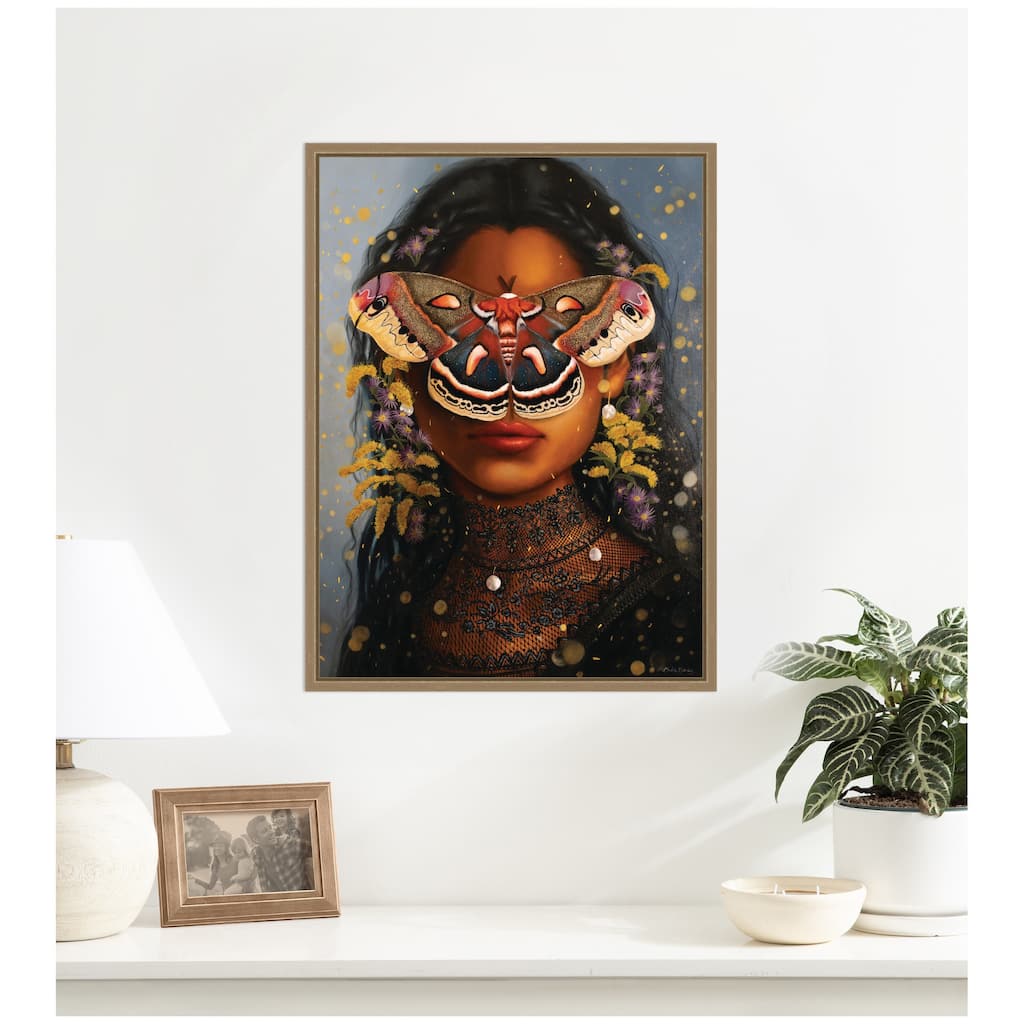 Kate and Laurel Asters and Goldenrod by Charlotte Brindley Framed Canvas Wall Art Print