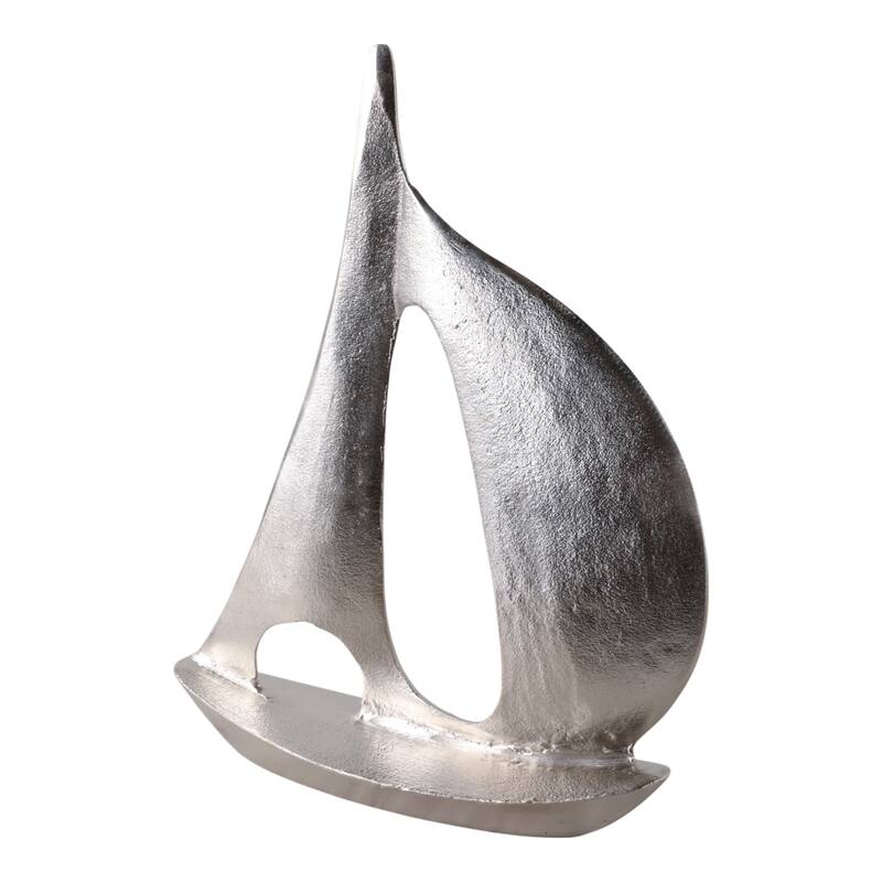 Aluminum Sculptures Modern Coastal Sailboat Design - 18" Silver - 14.75" x 3.75" x 18"