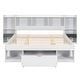 preview thumbnail 7 of 16, Queen Size Solid Pine Wood Platform Kids Bed Frame with Multi-Storage Headboard, Large Drawer, and Open Shelves, White