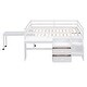 preview thumbnail 6 of 7, White Wooden Loft Bed with Movable Desk and Small desk, 2 Drawers, Full-Length Guardrail