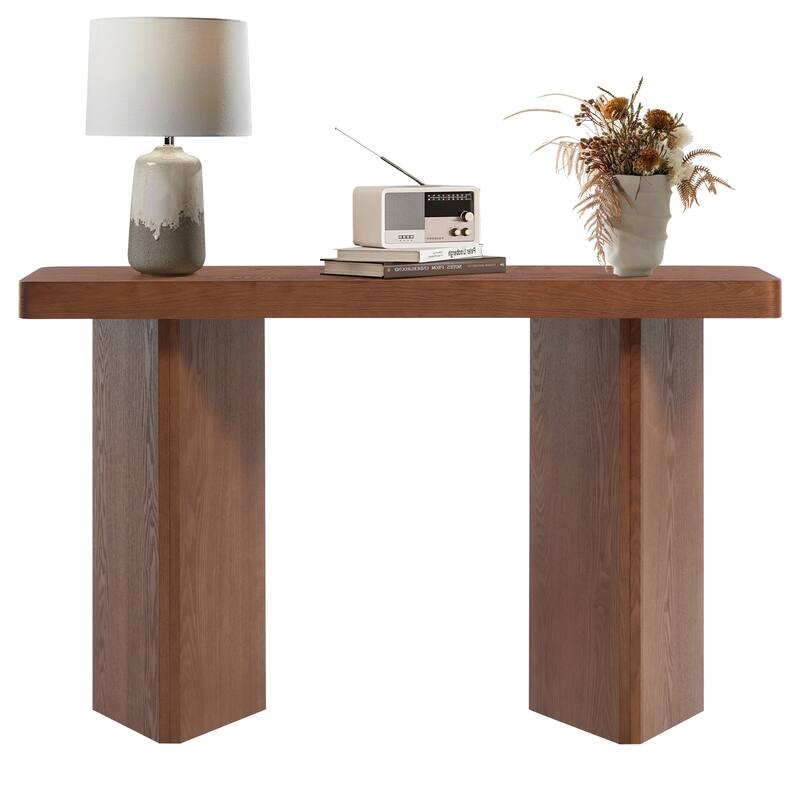 50" Modern Console Table Entryway Sofa Table with Solid Oak Wood Veneer - 49.21"L x 13.78"W x 30.31"H