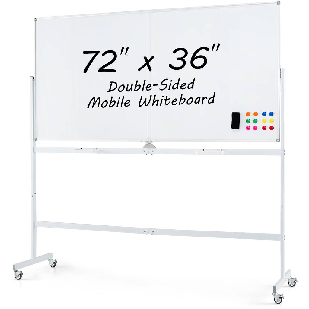 Gymax 72'' x 36'' Double-Sided Magnetic Whiteboard w/ Stand & Aluminum