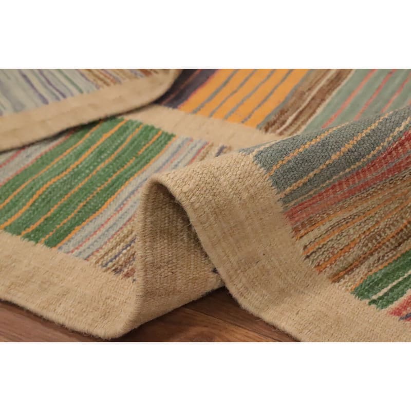 Hand Woven Oriental 100% Wool Carpet Southwestern Modern Multi-Colored Kilim Area Rug - 5' 11'' X 4' 1''