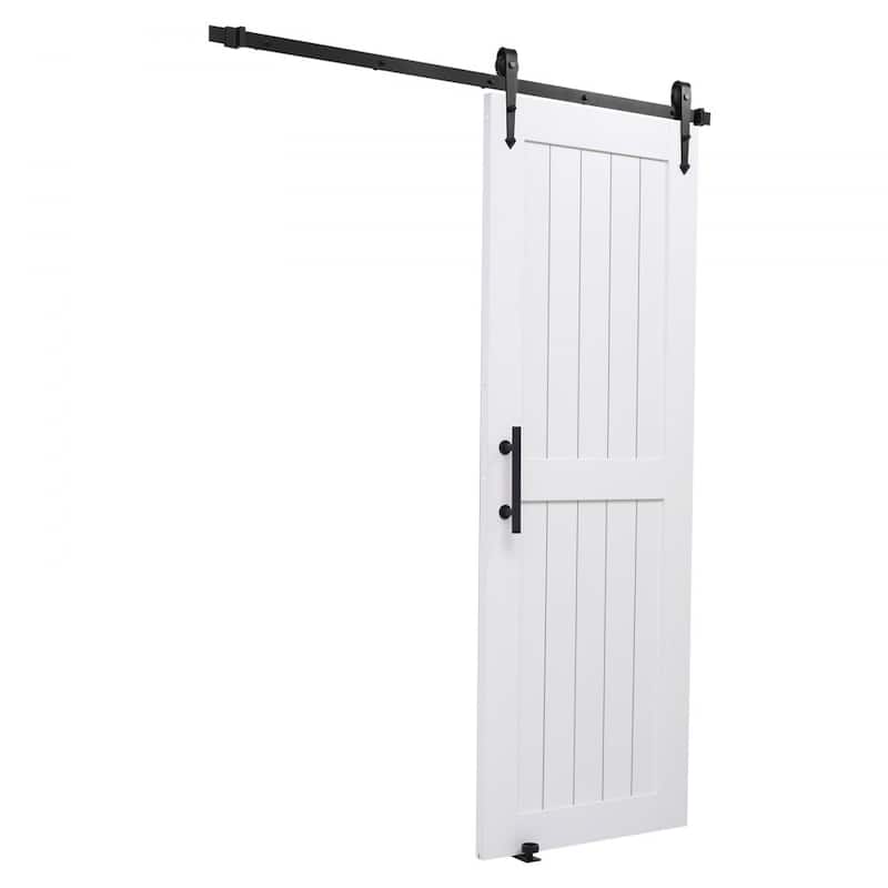 White MDF Pine Sliding Barn Door with Waterproof PVC Coating