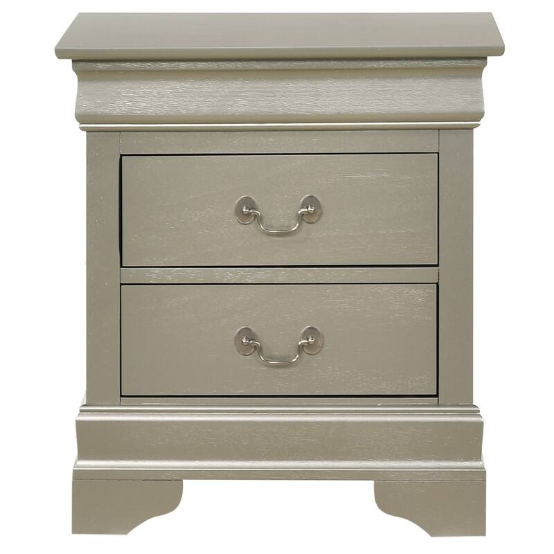Silver Champagne Nightstand with Easy-to-Clean Surfaces