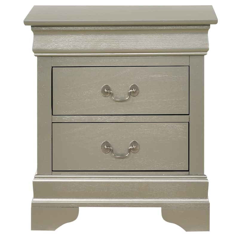 Traditional 22-in Metal Hand Holder 2-Drawer Wood Nightstand