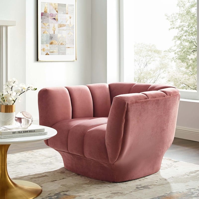 Silver Orchid Burbridge Channel Tufted Performance Velvet Armchair
