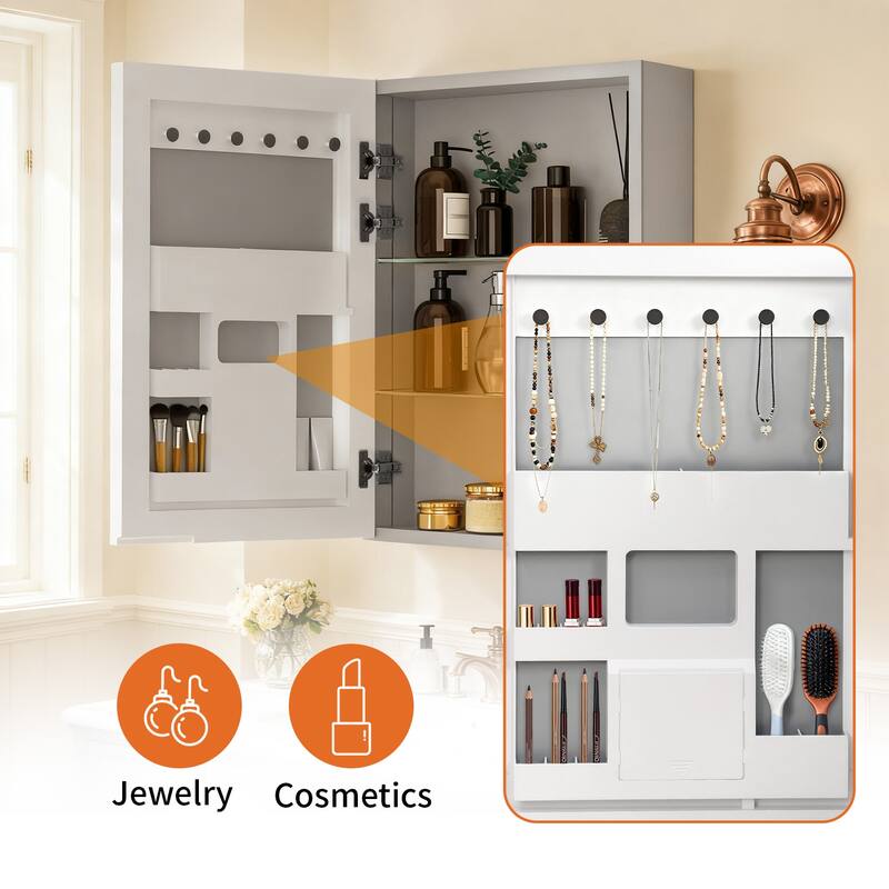 Bathroom Mirror Medicine Cabinet Recessed or Surface Mount with Adjustable Shelves - 20x5x28 inch