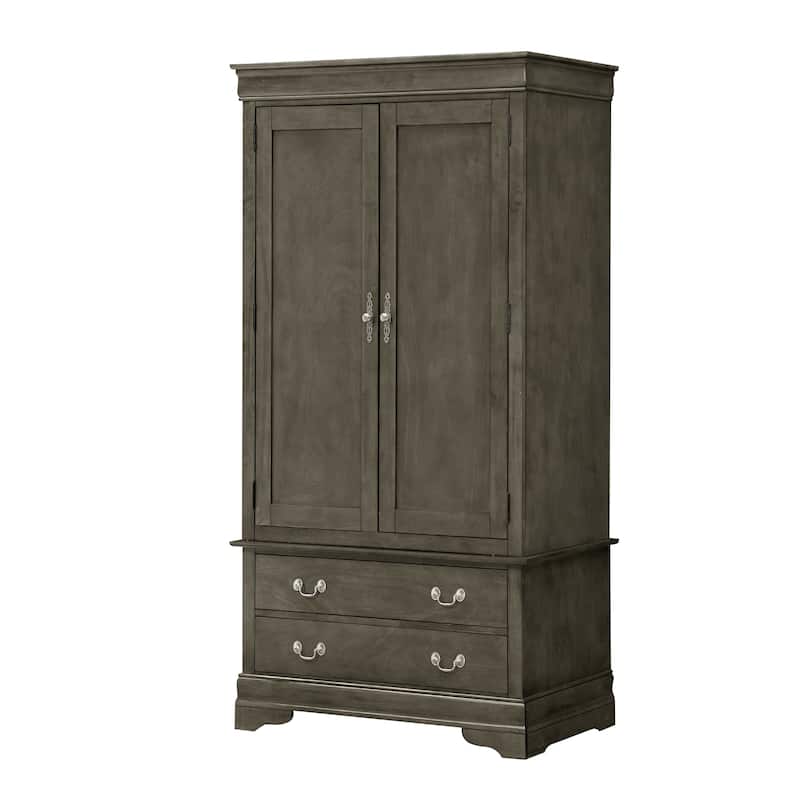Wooden Armoire with 2-Drawers - 78" - Gray