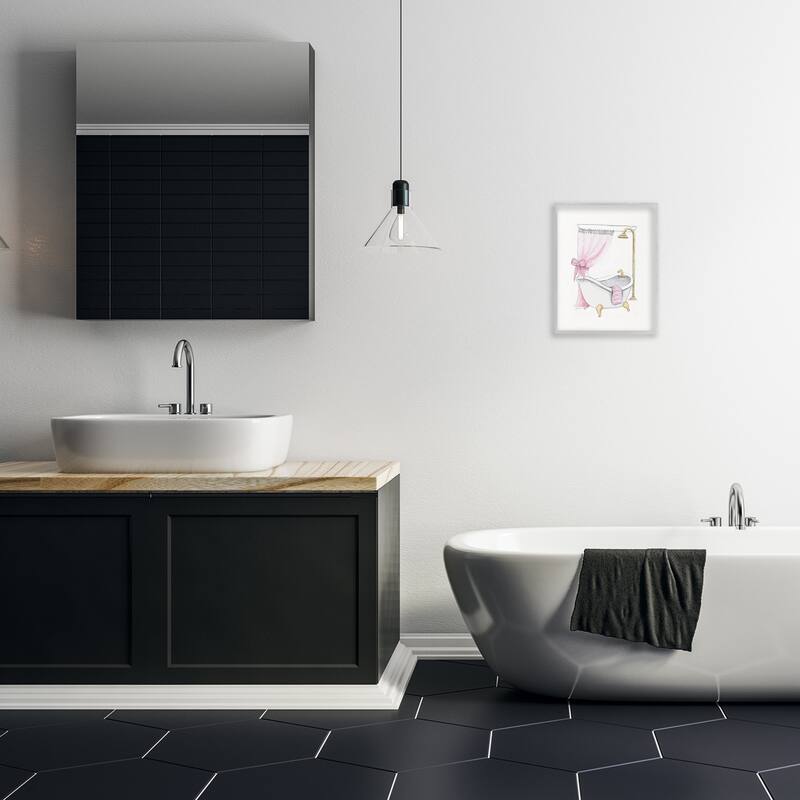 Stupell Simple Glam Bathroom Tub Framed Giclee Art Design By Janet Tava