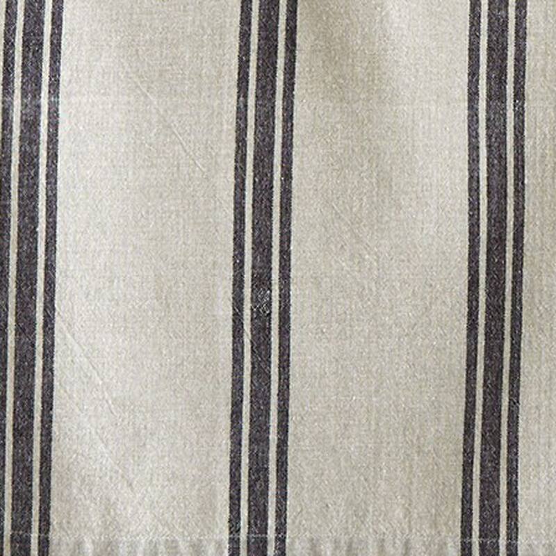 Set of 2 Black Stone Wide Stripe and Check on Beige Background Cotton Kitchen Dishtowels 26L x 18W in.