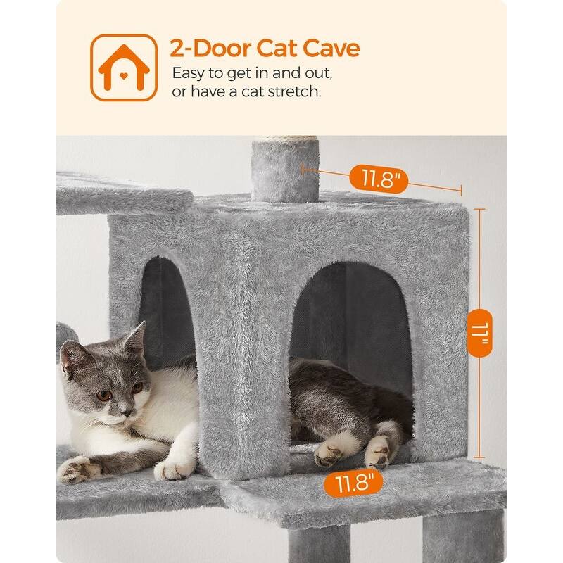 Plush Multi-Level Cat Tree with Sisal-Covered Scratching Posts and Cozy Hideouts for Indoor Cats