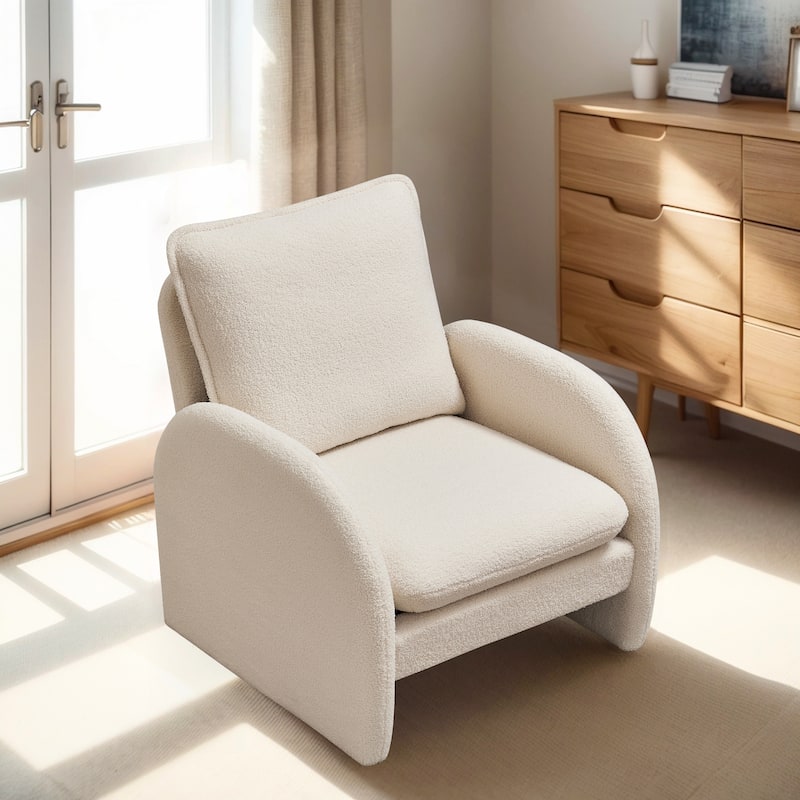 Modern Sherpa Upholstered Accent Chair, Comfortable Living Room Armchair