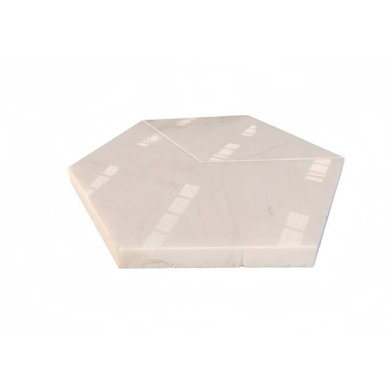 Roomfitters Hexagon Marble Tile for Wall and Floor, Polished Natural Stone, Genuine Marble, 12-Piece Box, White