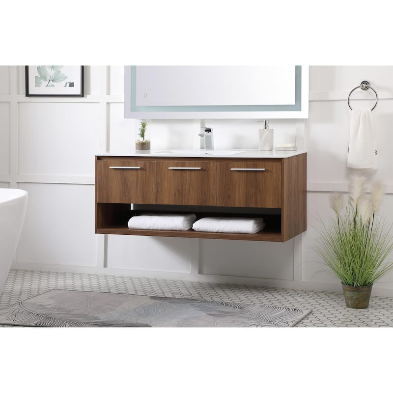 Shore 36 - 48 Inch Single Bathroom Vanity - Walnut Brown - 48 Inches